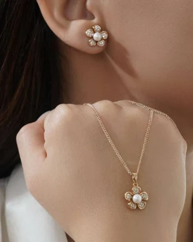 نیم ست گل مرواریدی ژوپینگ