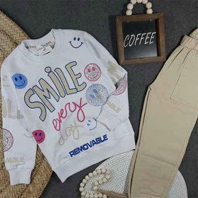 بلوز شلوار دخترانه سفیدSMILE
