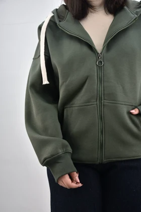 سویشرت ضخیم سه نخ تو کرکی پارچه اویشو (سبز)