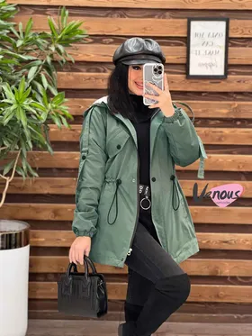 کاپشن بغل دکمه آستین بنددار