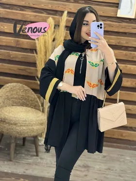 مانتو بالا گلدوزی آستین طلایی