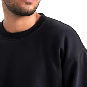 سویشرت یقه گرد رنگ مشکی Defacto - Over Size