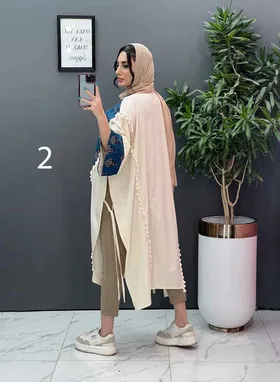 مانتو لینن نچرال بلند طرح دوزی