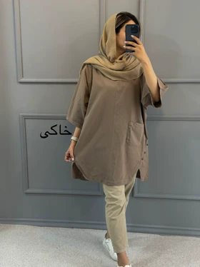 مانتو لینن بغل ( دکمه دارای ایراد جزیی)