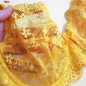 سوتین زنانه پانیذ زرد مدل فنردار گیپوری کد 66337-new