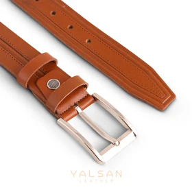 کمربند مردانه چرم یلسان مدل بایسن دو کد 084-GS (عسلی)