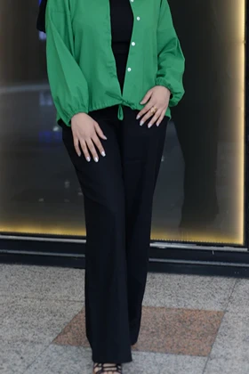 شلوار زنانه بگ مشکی لینن شست شده وارداتی (بدون ابرفت) 7187