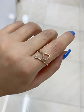 انگشتر ظریف دخترانه قلب و نگین ژوپینگ