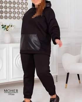 ست هودی و شلوار سایز بزرگ مشکی