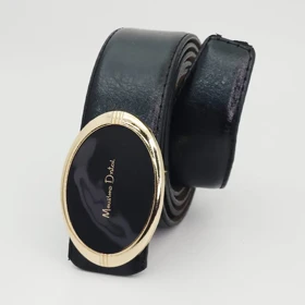 کمربند مردانه چرم مصنوعی (فوم) دور دوخت با سگک استیل شیشه‌ای کد 30599س