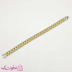 دستبند استیل رولکس طلایی نقره ای طول 20.5 سانت و عرض 1 سانت