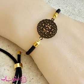 دستبند زنانه آسانسوری مدل گل مشکی کد 159