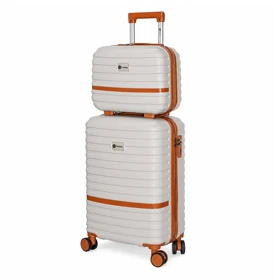 چمدان کارینا مدل C40372-SX سایز کوچک به همراه لوازم آرایشی (سفید صدفی)