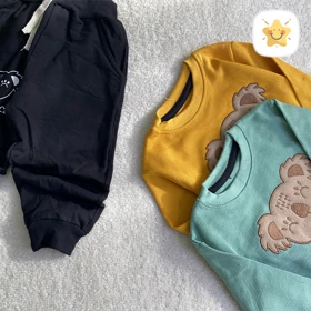 بلوز شلوار پسرانه بیسکویتی طرح کوالا 1 الی 6 سال