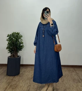 پیراهن مانتویی جین با قد بلندتر 1(ایراد دار)