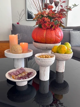 شیرینی خوری قطر 25 سانتی سنگ تراورتن کرم