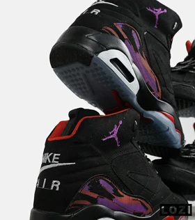 کفش کتانی ساق‌دار مردانه مشکی قرمز بنفش Nike air jordan 5 v02