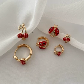 گوشواره گیلاس و کفشدوزک ژوپینگ