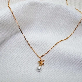 گردنبند ژوپینگ مدل «شکوفه و شبنم» | رقص گل طلایی با آویز مروارید