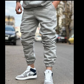 شلوار جاگر دورس طوسی ملانژ پارچه سه نخ پنبه اعلا