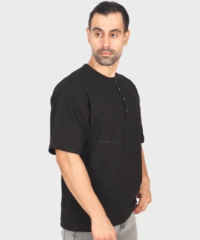 تیشرت نیم دکمه مردانه یقه گرد و لش 1769