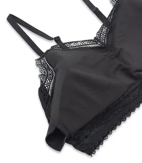 نیم‌تنه کاپ‌دار نخ و دانتل Neev نیو کد 6208 مشکی Black