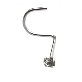 پیرسینگ بینی نقره‌ای ظریف با نگین