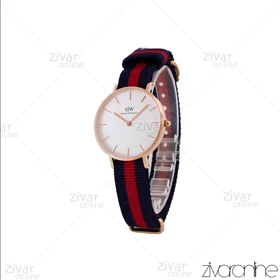 ساعت دنیل ولینگتون زنانه قاب رزگلد صفحه سفید بند قرمز سرمه ای 104974