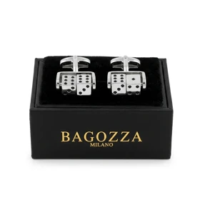 دکمه سردست لاکچری طرح تاس برند Bagozza (نقره ای)