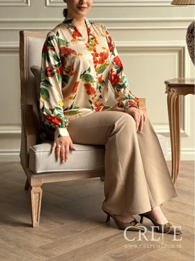 شومیز یقه فرنچ گل‌دار