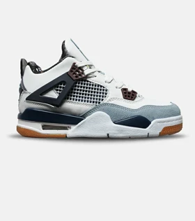 کتانی ساق‌دار زنانه و مردانه سفید آبی Nike air jordan 4 مدل 8242