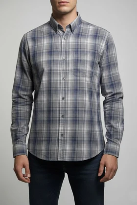 پیراهن مردانه چهارخانه آستین بلند نخ پنبه شیک 419