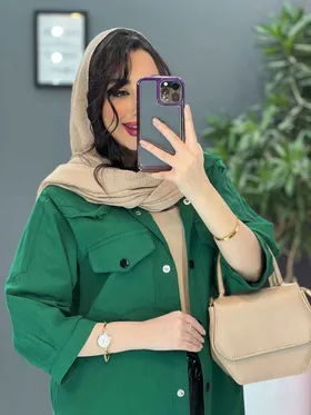 مانتو لینن جلو دکمه پایین ریش