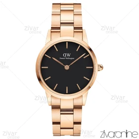 ساعت دنیل ولینگتون آیکونیک لینک زنانه رزگلد صفحه مشکی اسمال 103450