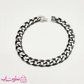 دستبند مردانه کارتیه ترکیبی نقره ای مشکی کد 650