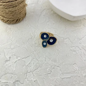 انگشتر زنانه طرح طلا با میناکاری و مروارید