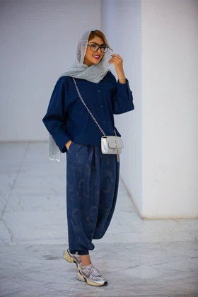 شلوار خمره ای پرینت