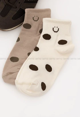 جوراب خال دار نیم ساق پنبه کد1005202