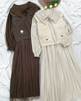 ست پیراهن بهمراه جلیقه بافت کد 5335