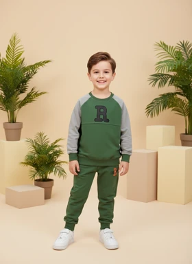 بلوز شلوار پسرانه طرح R رنگ سبز کد 258