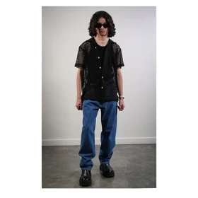 گری پیراهن آستین کوتاه black guipure shirt
