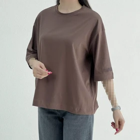 تیشرت باکسی زنانه یقه گرد