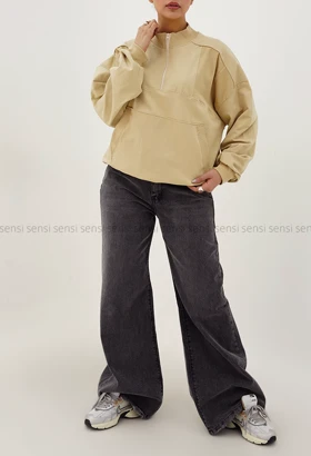 دورس نیم زیپ یقه کبریتی کد1004529