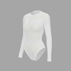 بادی حریر شیشه ای یقه گرد سفید کشی