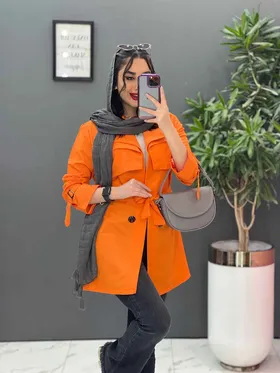 مانتو داکرون یقه دوبل چهاردکمه