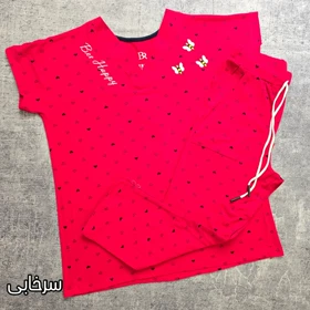 ست تیشرت و شلوارک گلدوزی زنبور
