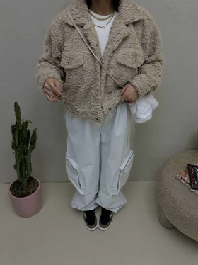کت تدی جیب دکمه دار