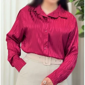 شومیز زنانه طرح دار حریر ساتن