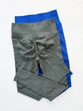 لگ ورزشی سیملس کبریتی پشت چروک کمر خط‌دار