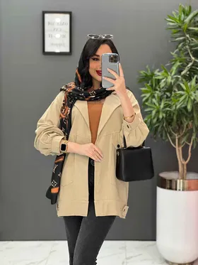 مانتو کتی لینن جیب کج